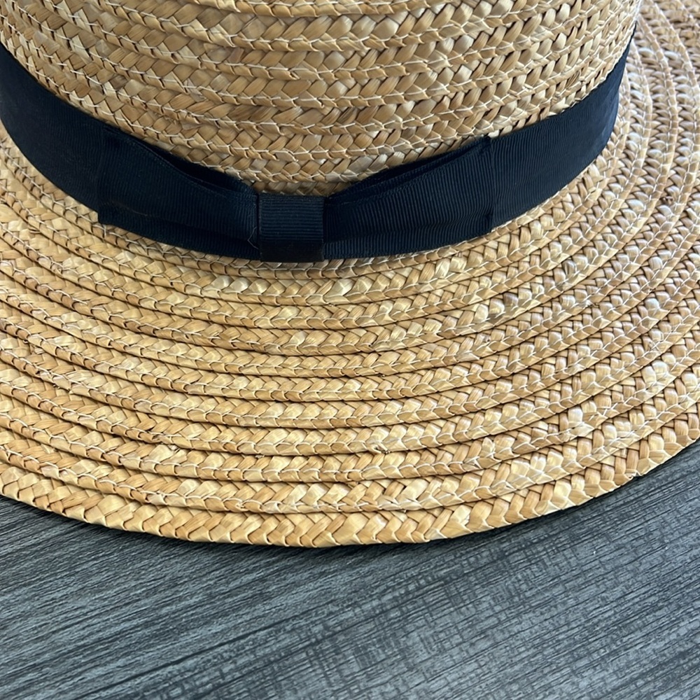Lack of Color Stylish Straw Sun Hat with Black Band and bow. 57 CM size. - Picture 2 of 5